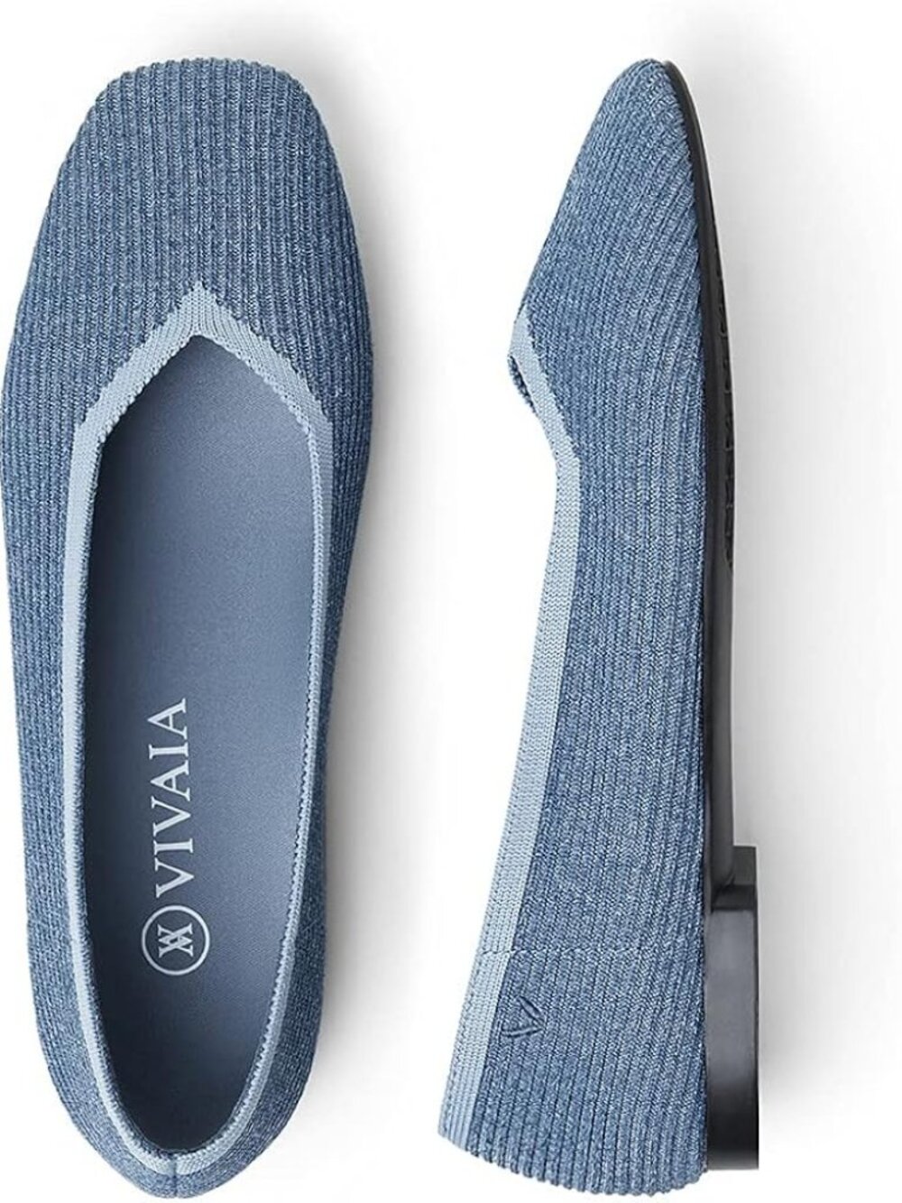 VIVAIA Margot 2.0 Square-Toe V-Cut Flats Denim Blue Size 41
